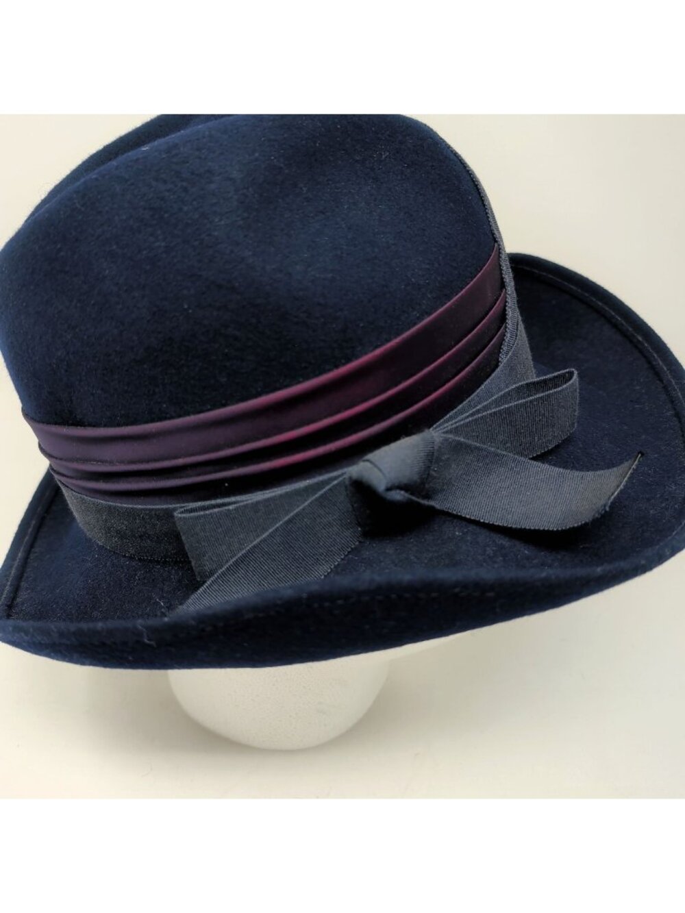 Vintage Bollman Mr. K Blue Fedora Hat Felt Bow